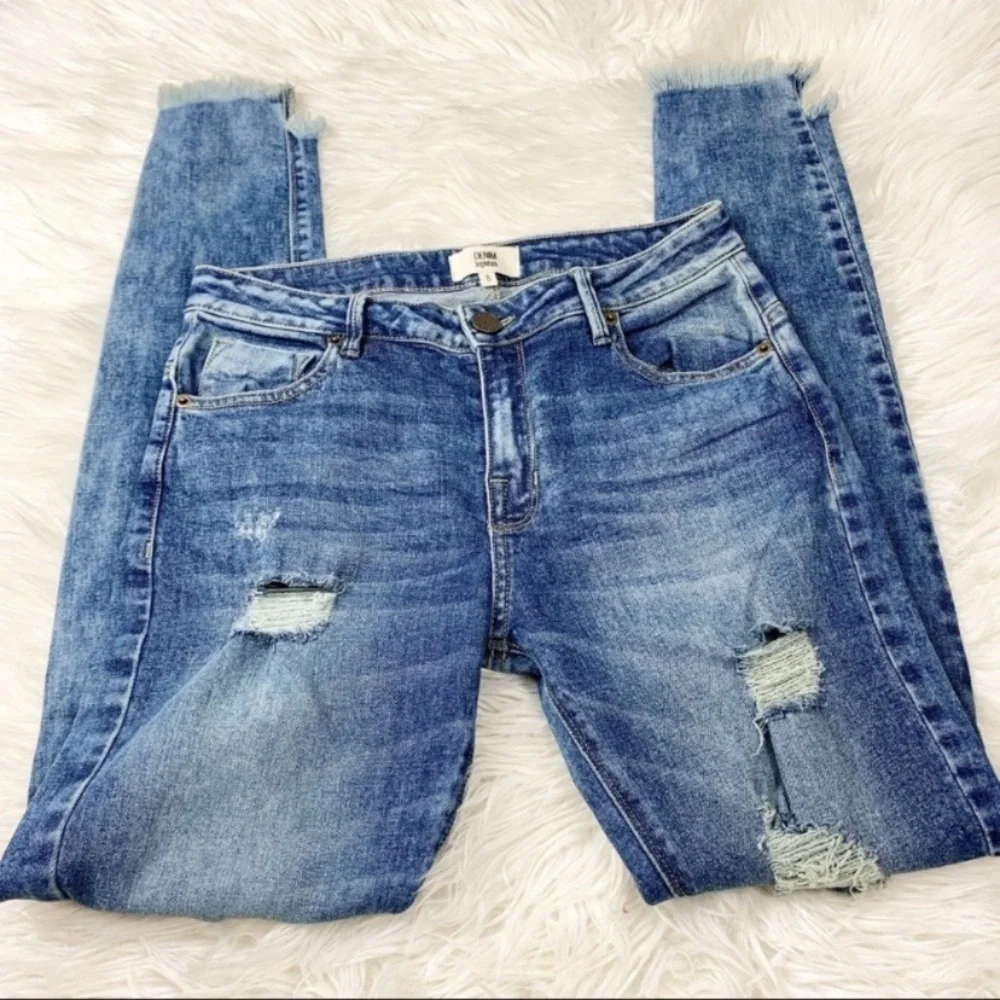 Topmark Skinny Jeans Destroyed Fray Step Hem Stretch 6